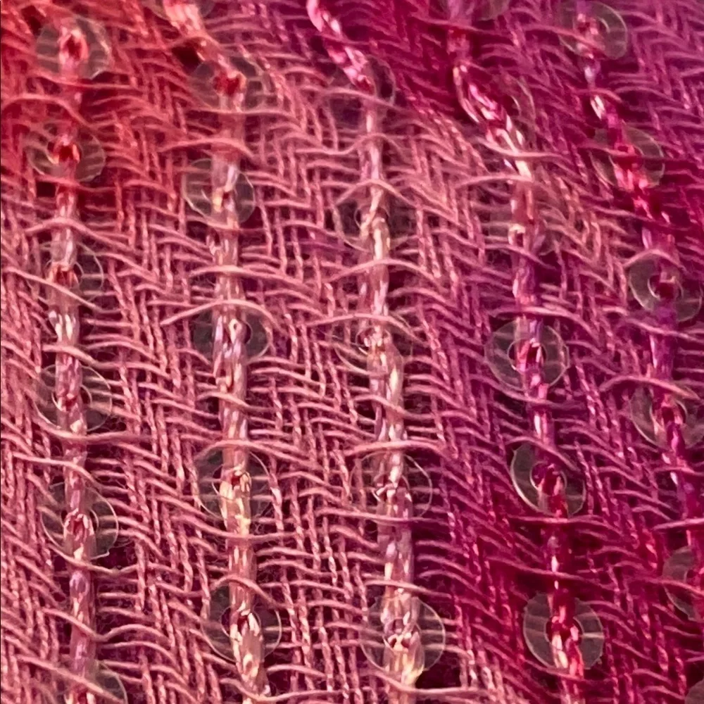 Lauren Ralph Lauren Pink and Purple Floral Watercolor & Sequin Artistic Wrap